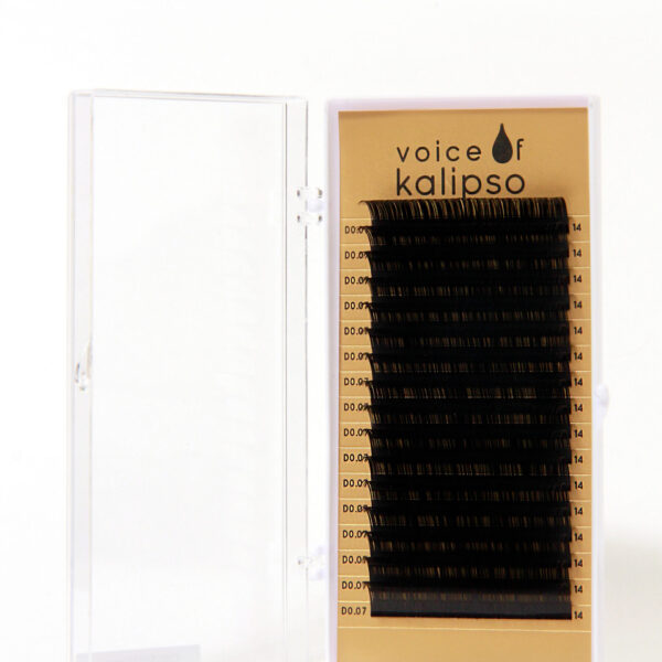 Ресницы для наращивания Voice of Kalipso черные 0,07 / D / 14мм (16 линий)